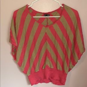 Striped Pink and Tan Blouse